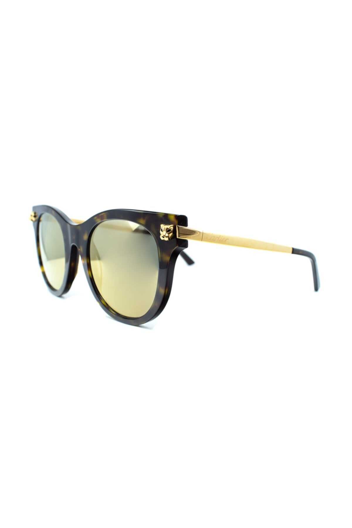 عینک آفتابی یونیسکس مدل Ct0024s 002 50 قهوه ای طلایی برند Cartier