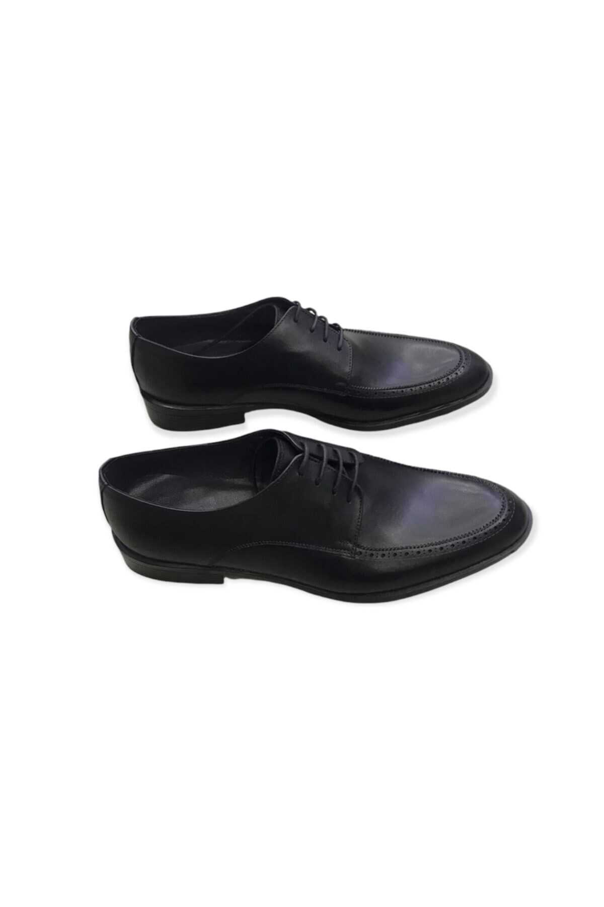 کفش کلاسیک چرم بند دار پاشنه دار مردانه مشکی برند Daniel Ruffo
