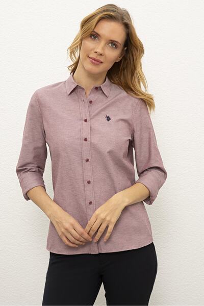 پیراهن زنانه یقه کلاسیک دکمه دار پوست پیازی برند U.S. Polo Assn