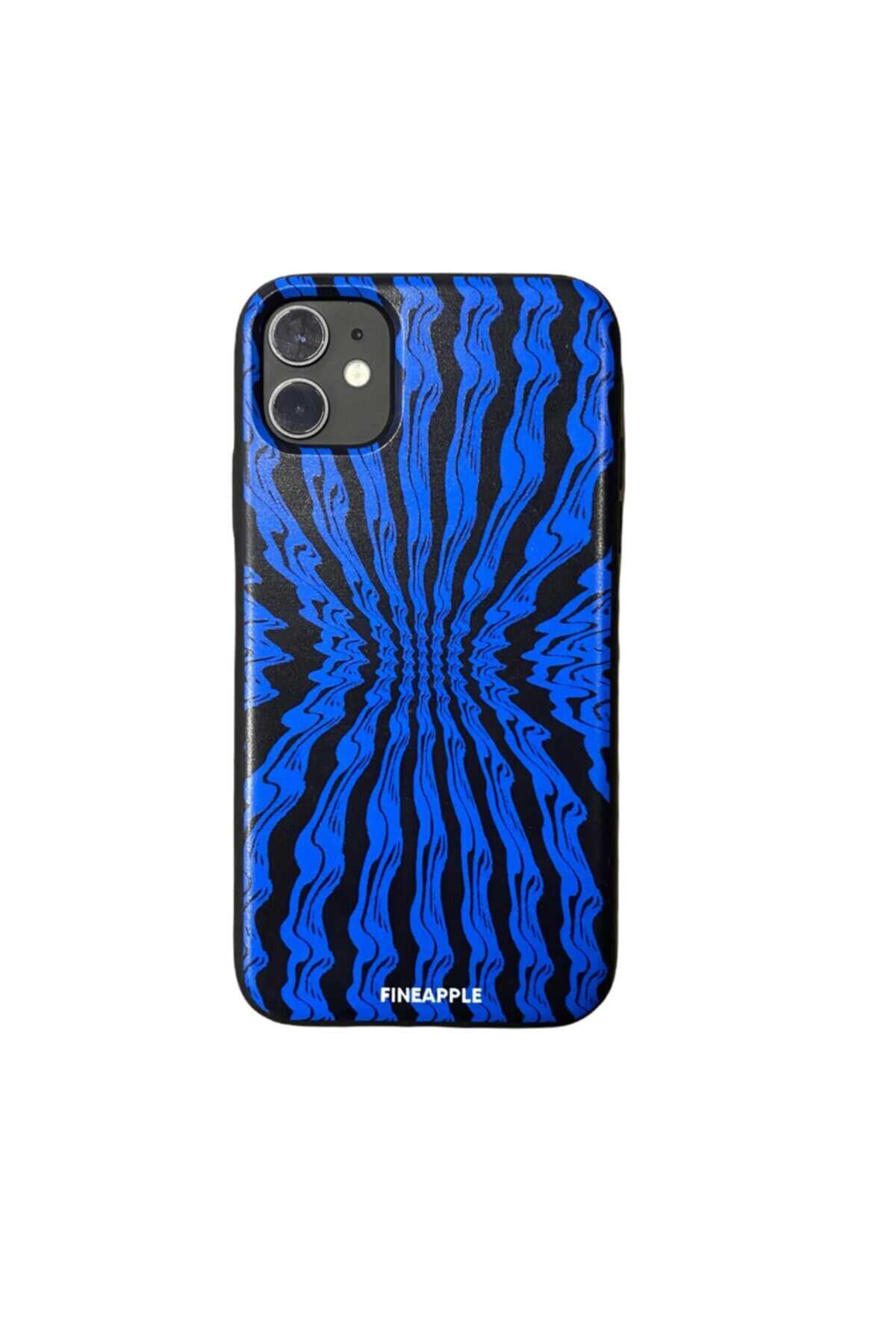 قاب گوشی اپل Iphone 13 Pro Max سیلیکونی طرح دار دو رنگ مشکی آبی برند Fineapple  