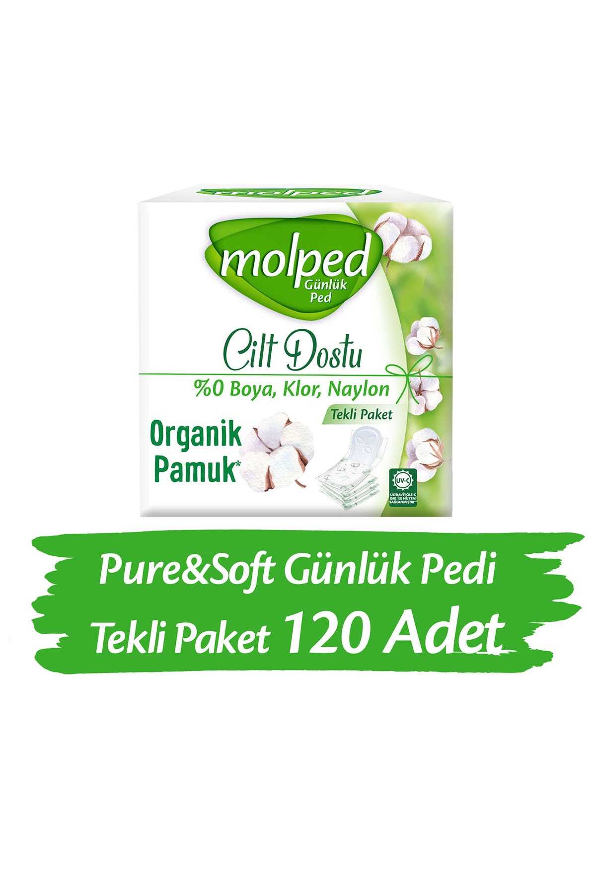 پد نازک روزانه بسته 120 عددی سری Pure&Soft برند Molped 