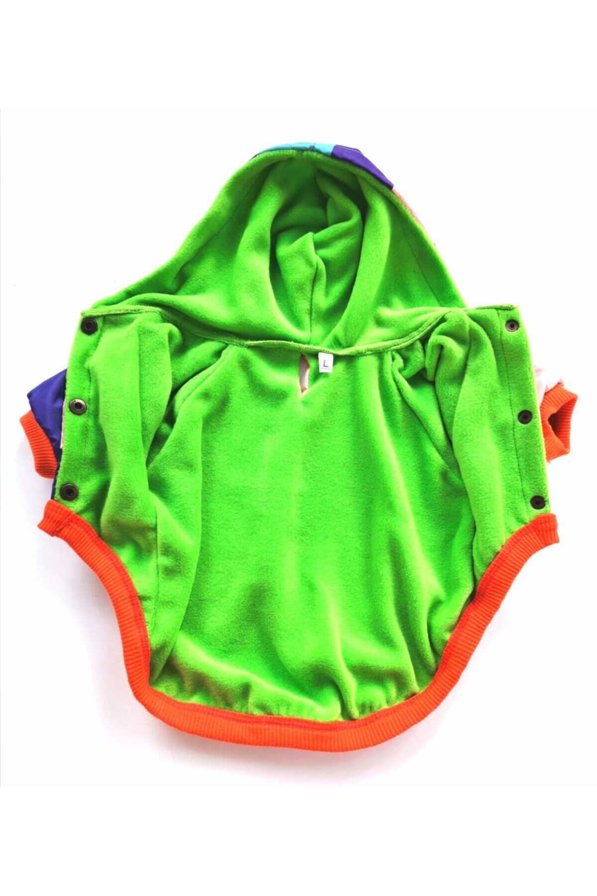 لباس ضد آب سگ_گربه رنگین کمانی داخل سبز