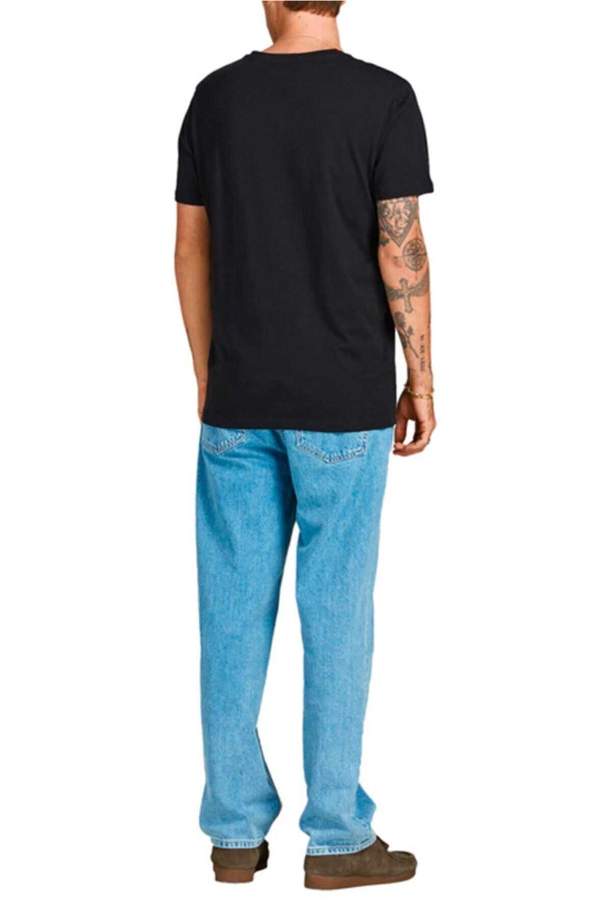تیشرت یقه گرد چاپ دار مردانه مشکی برند Jack Jones 