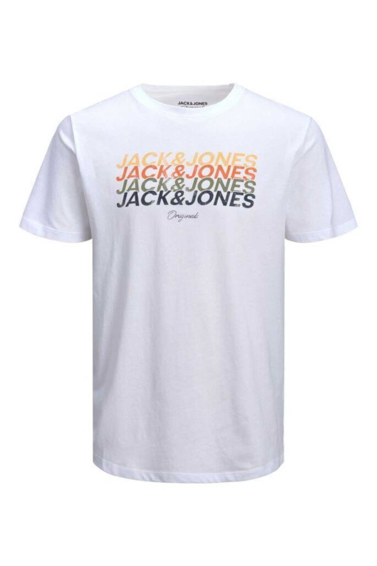 تیشرت مردانه یقه گرد چاپ دار سفید برند Jack & Jones
