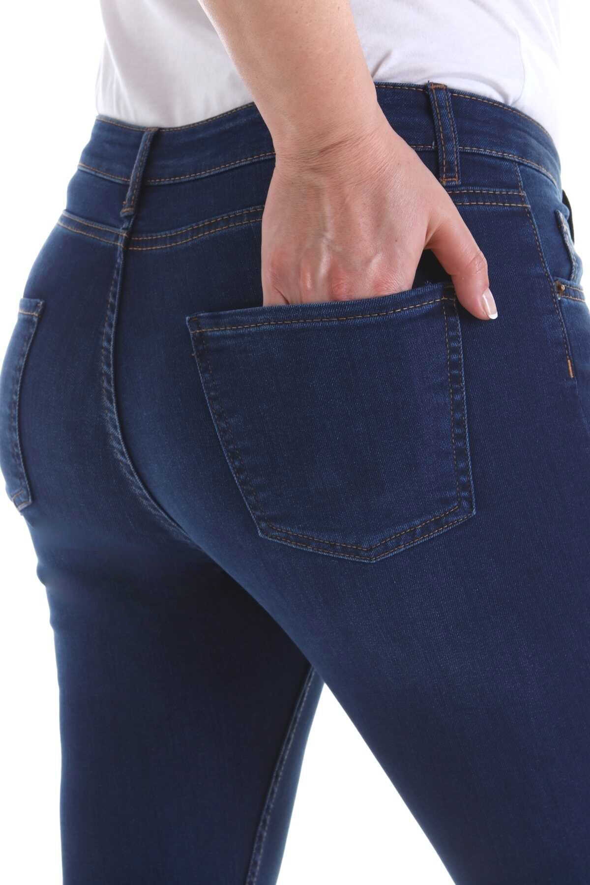 شلوار جین لوله ای سایز بزرگ زنانه سرمه ای برند CEDY DENIM