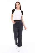 شلوار جین دمپا گشاد سایز بزرگ زنانه ذغالی برند CEDY DENIM