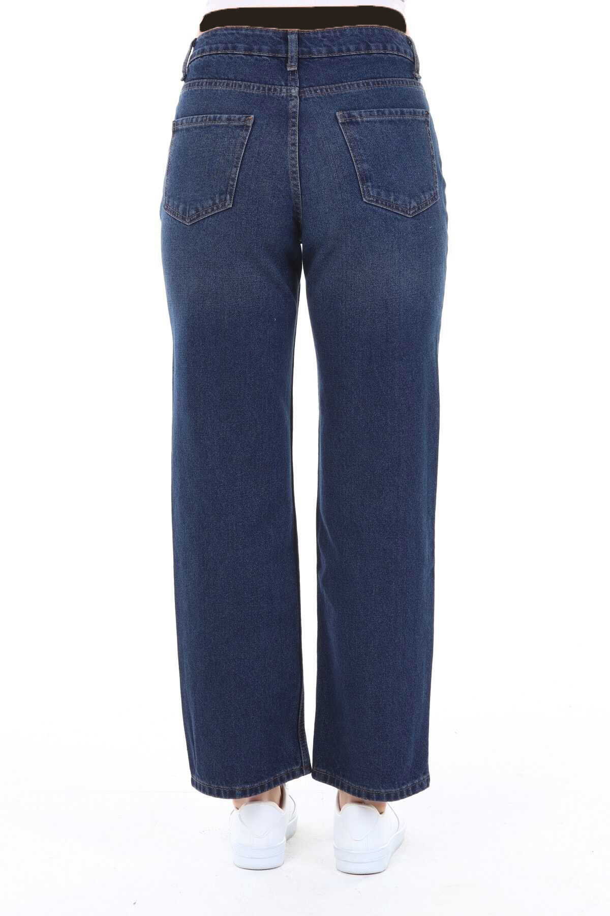 شلوار جین دمپا گشاد سایز بزرگ زنانه آبی تیره برند CEDY DENIM