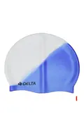 کلاه شنا سیلیکونی سفید آبی برند Delta 