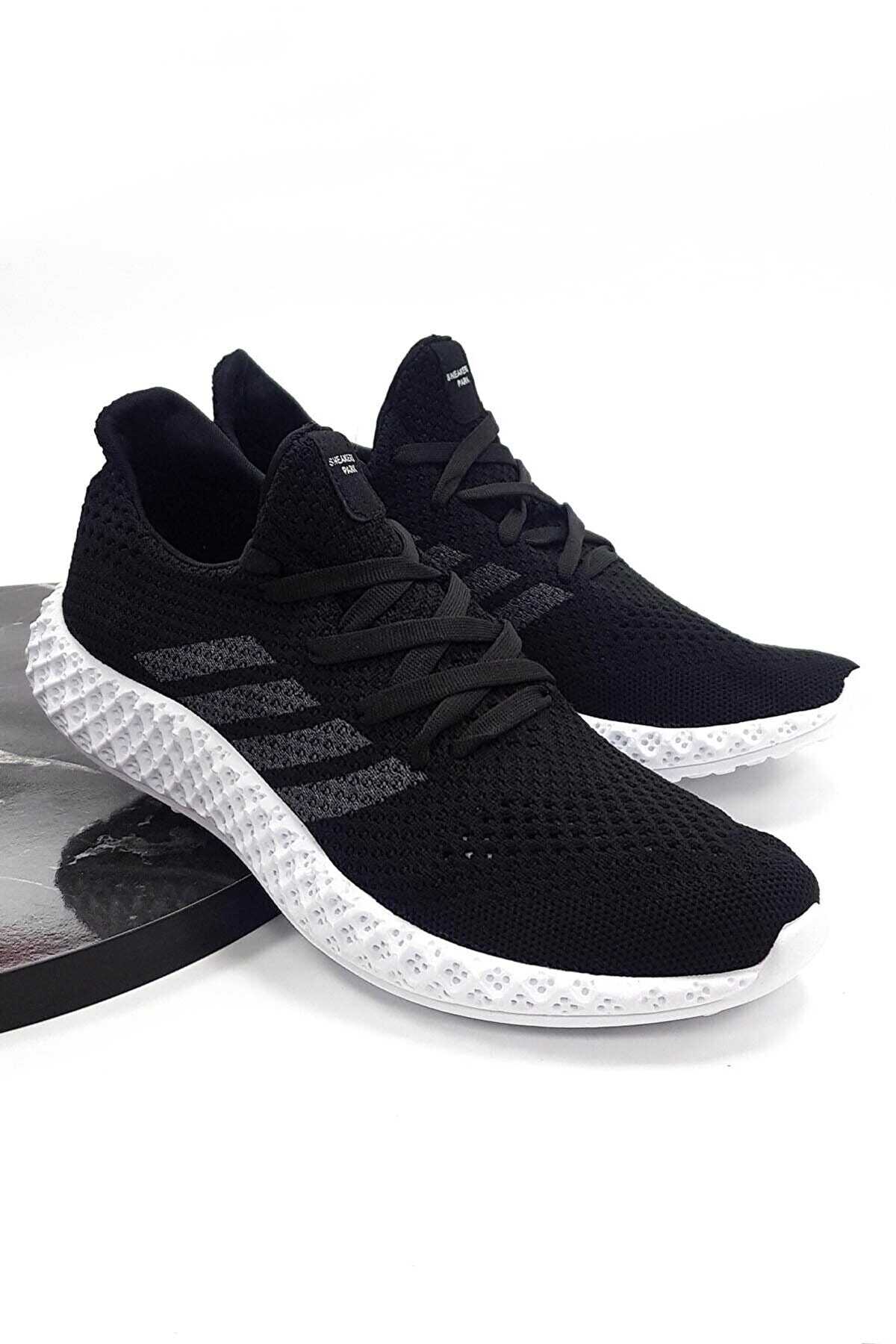 کتانی پیاده روی مدل جورابی یونیسکس دو رنگ مشکی سفید برند sneakers Park