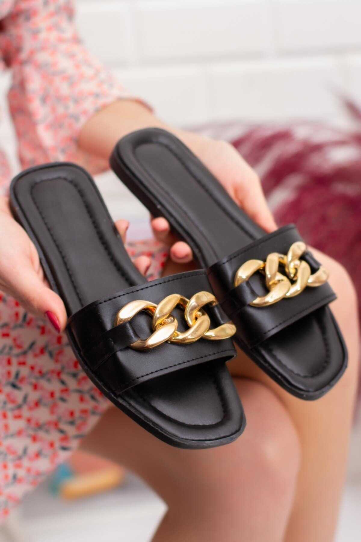 دمپایی زنانه کارتیردار مشکی برند Moda Frato