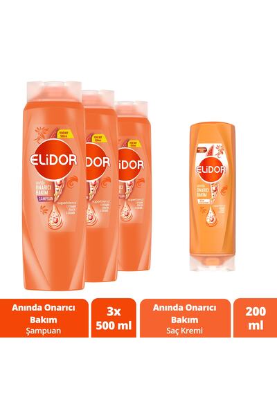 ست 3 عددی شامپو مراقب مو 500 میل حاوی ویتامین C همراه کرم مراقب مو 200میل برند Elidor