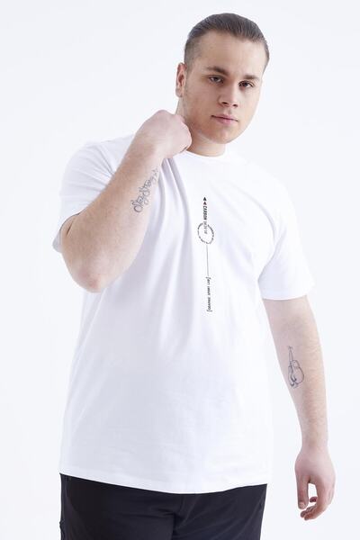 تیشرت یقه گرد چاپ دار سایز بزرگ مردانه سفید برند Tommy Life