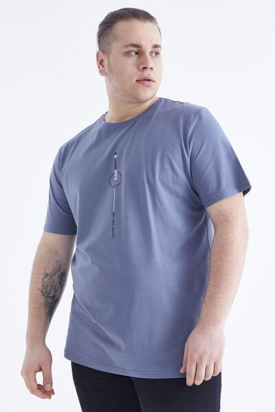 تیشرت یقه گرد چاپ دار سایز بزرگ مردانه آبی روشن برند Tommy Life