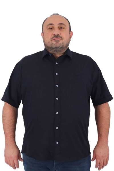 پیراهن آستین کوتاه سایز بزرگ مردانه سرمه ای برند MocGrande
