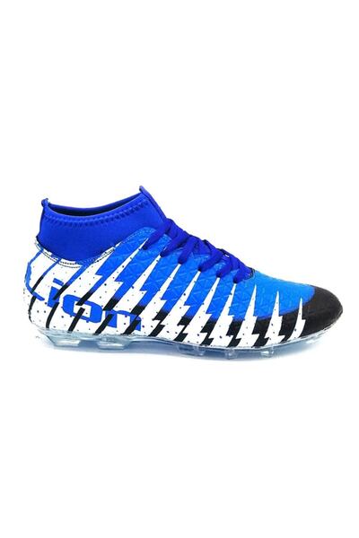 کفش فوتبال مردانه طرح دار آبی کاربنی برند Lion
