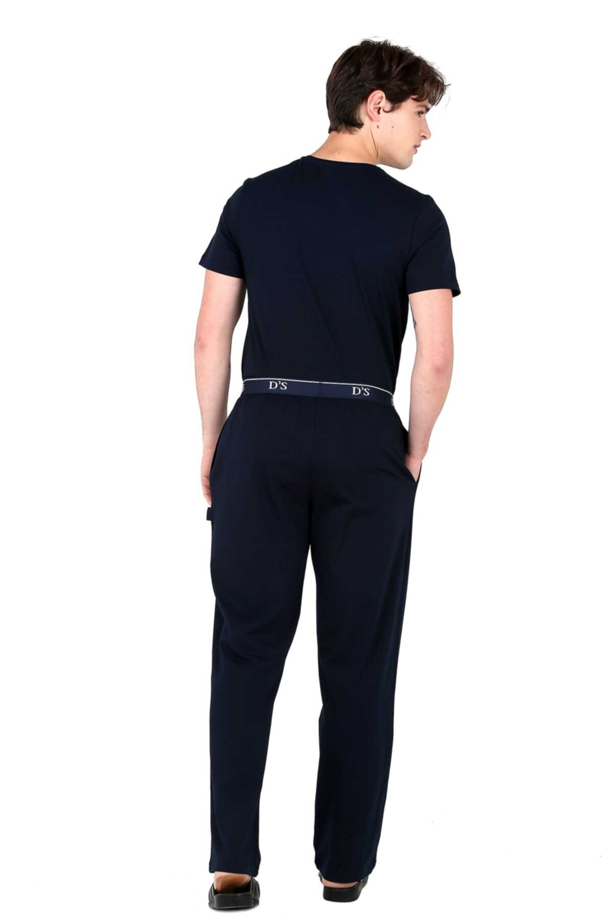 شلوار راحتی جیب دار سایز بزرگ مردانه سرمه ای برند D'S Damat