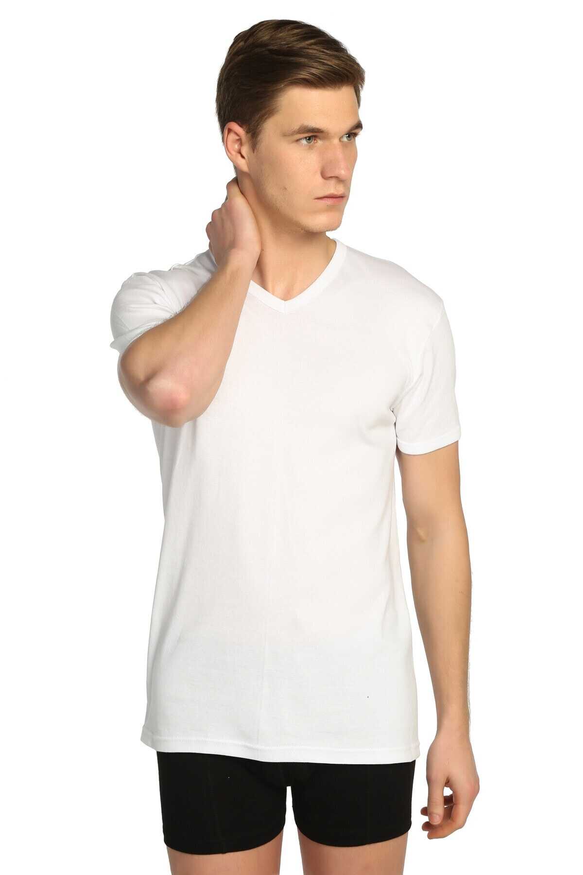 زیر پیراهن 3 عددی یقه آستین کوتاه مردانه سفید برند Tutku