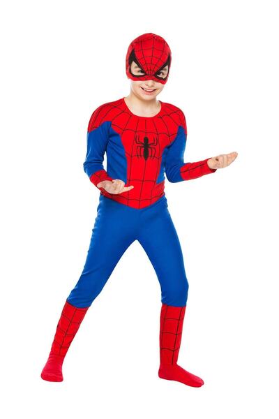  لباس سرهمی بچه گانه مرد عنکبوتی همراه نقاب قرمز آبی برند SPIDERMAN