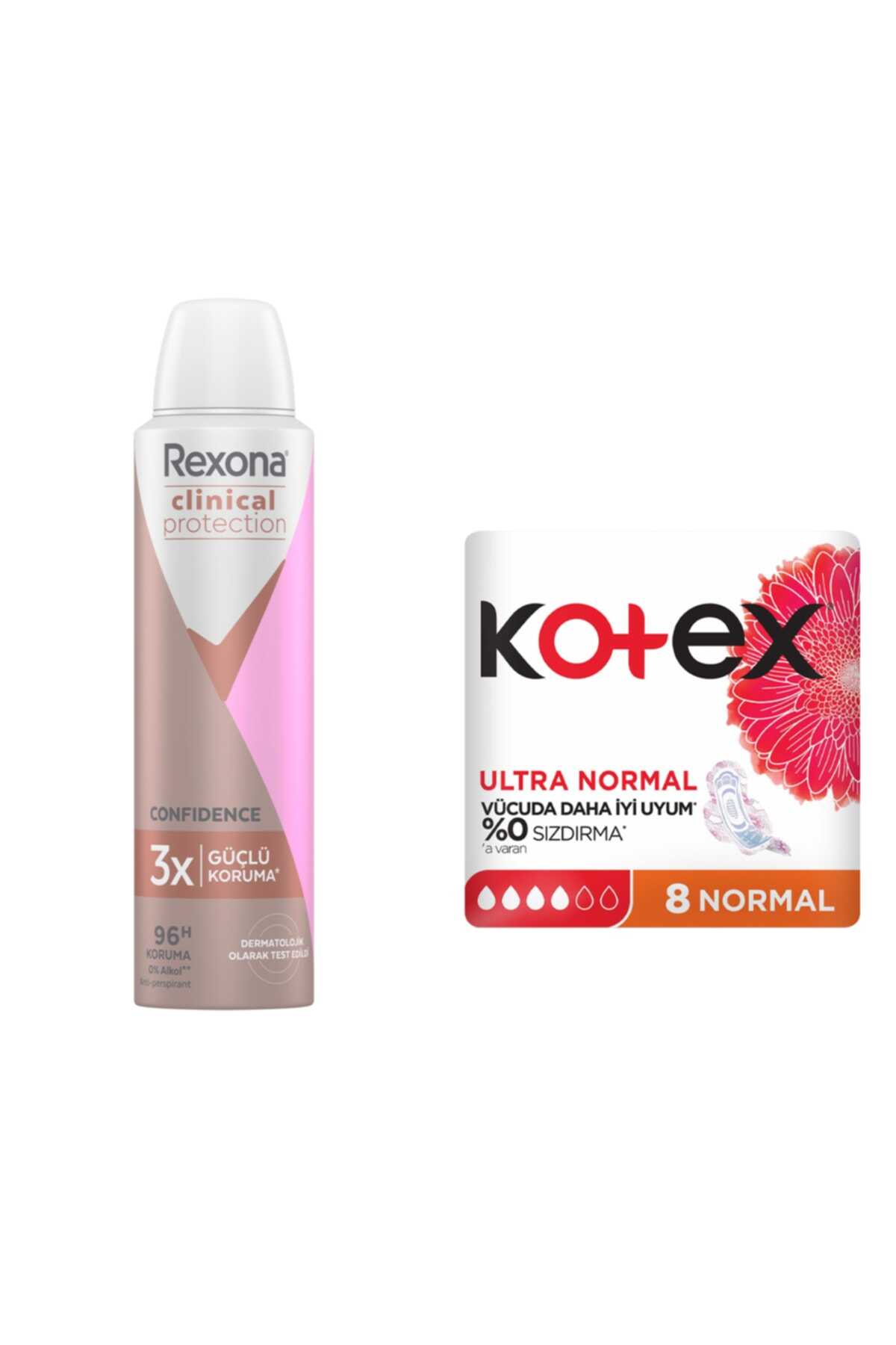 پک 2 عددی اسپری دئودورانت ضد تعریق زنانه برند Rexona  _ بسته نوار بهداشتی Ultra Normal برند Kotex 