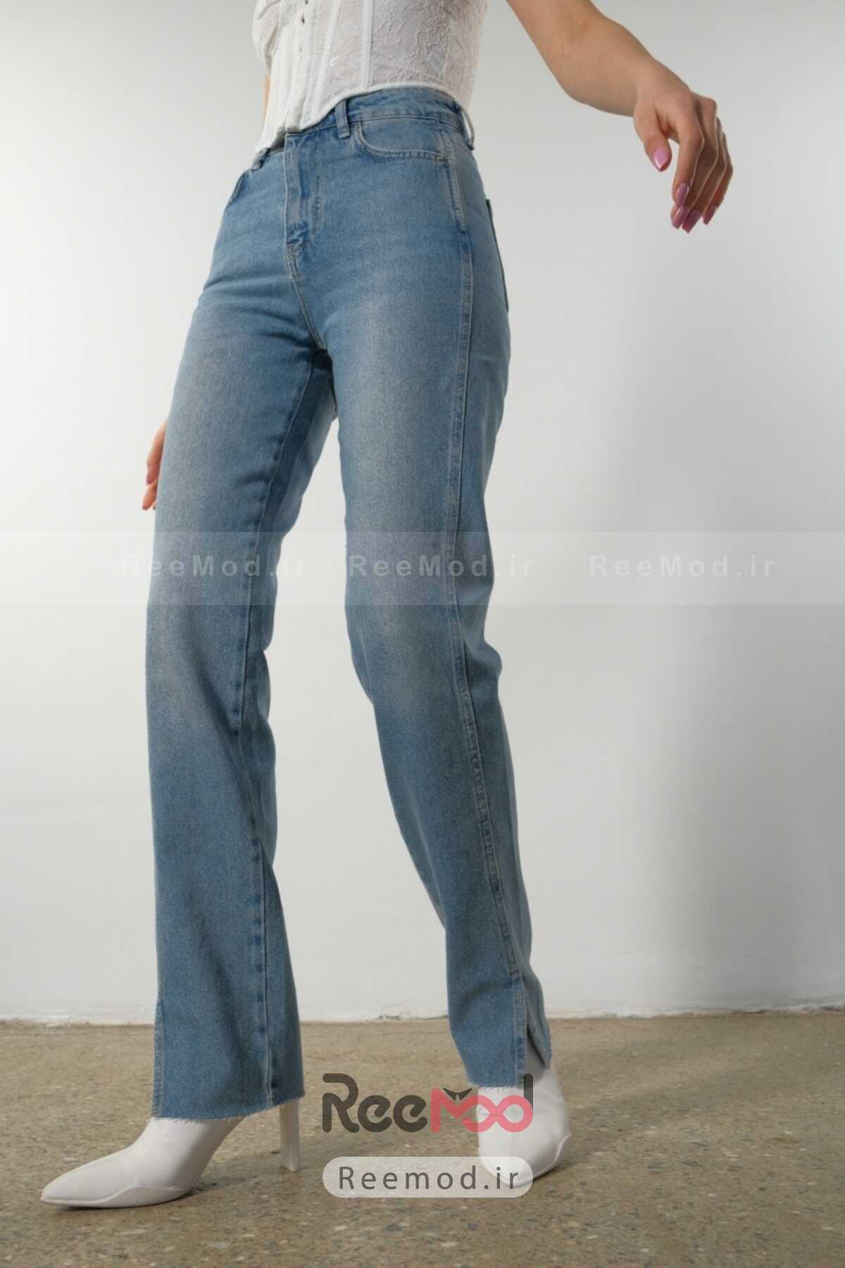 شلوار جین راسته چاک دار زنانه آبی برند ABBRA