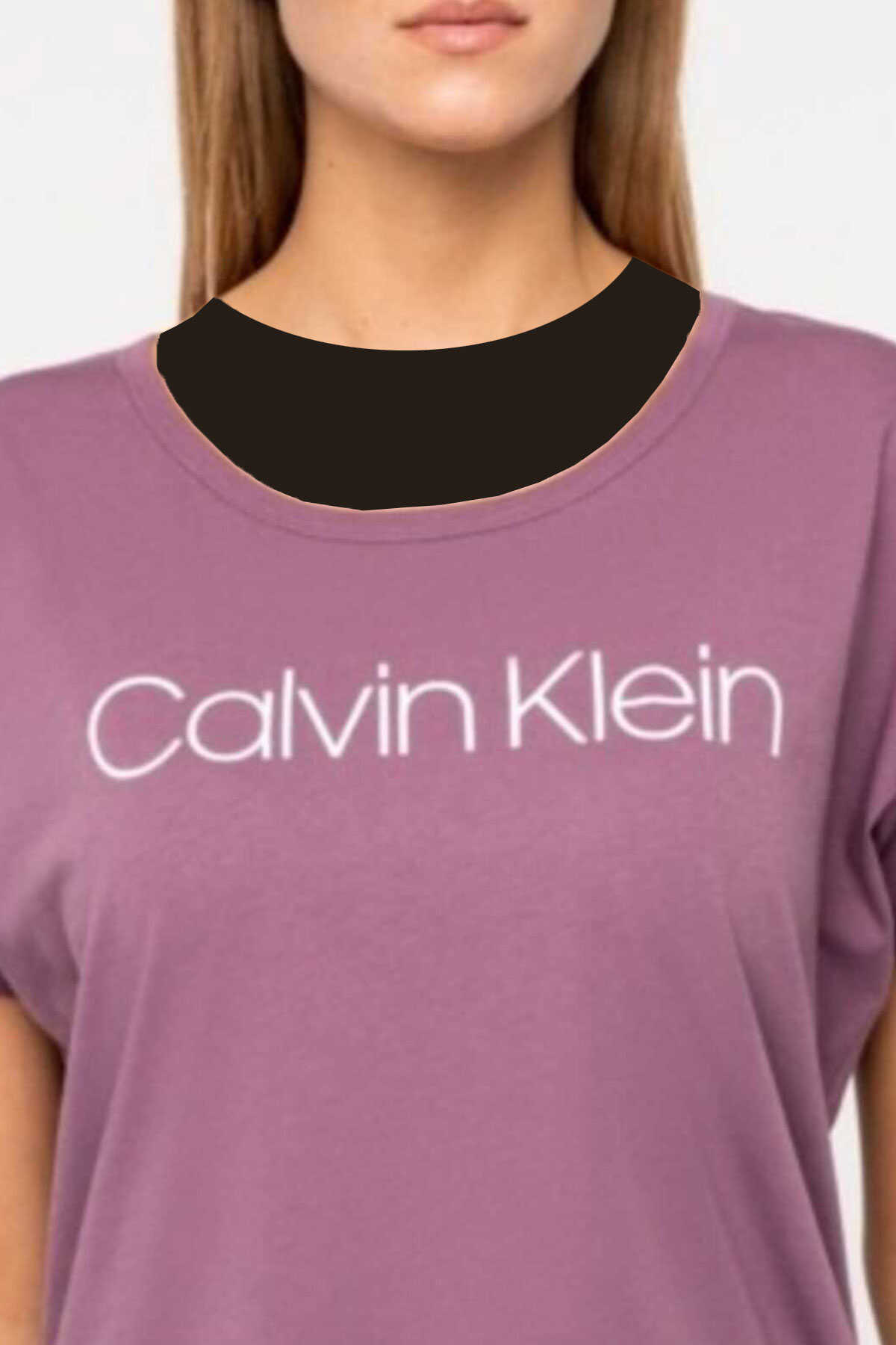 تیشرت یقه گرد چاپ دار زنانه یاسی برند Calvin Klein