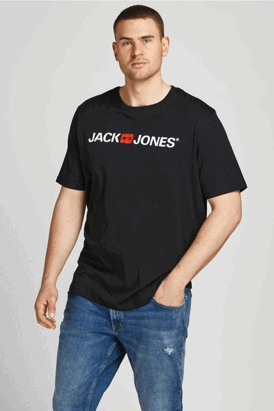 تیشرت مردانه سایز بزرگ آستین کوتاه چاپ دار مشکی برند Jack & Jones