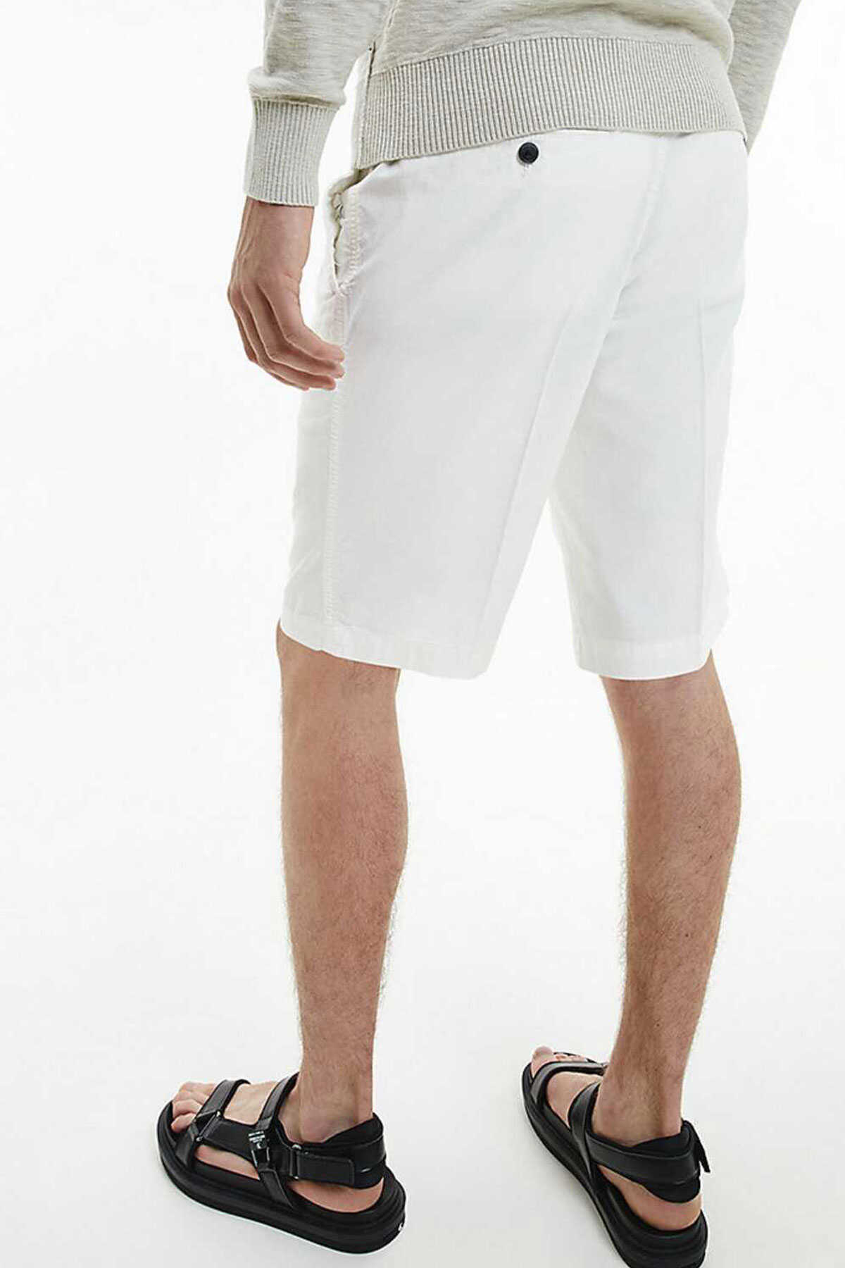 شلوارک کتان کاپری زیپ دار مردانه سفید برند Calvin Klein