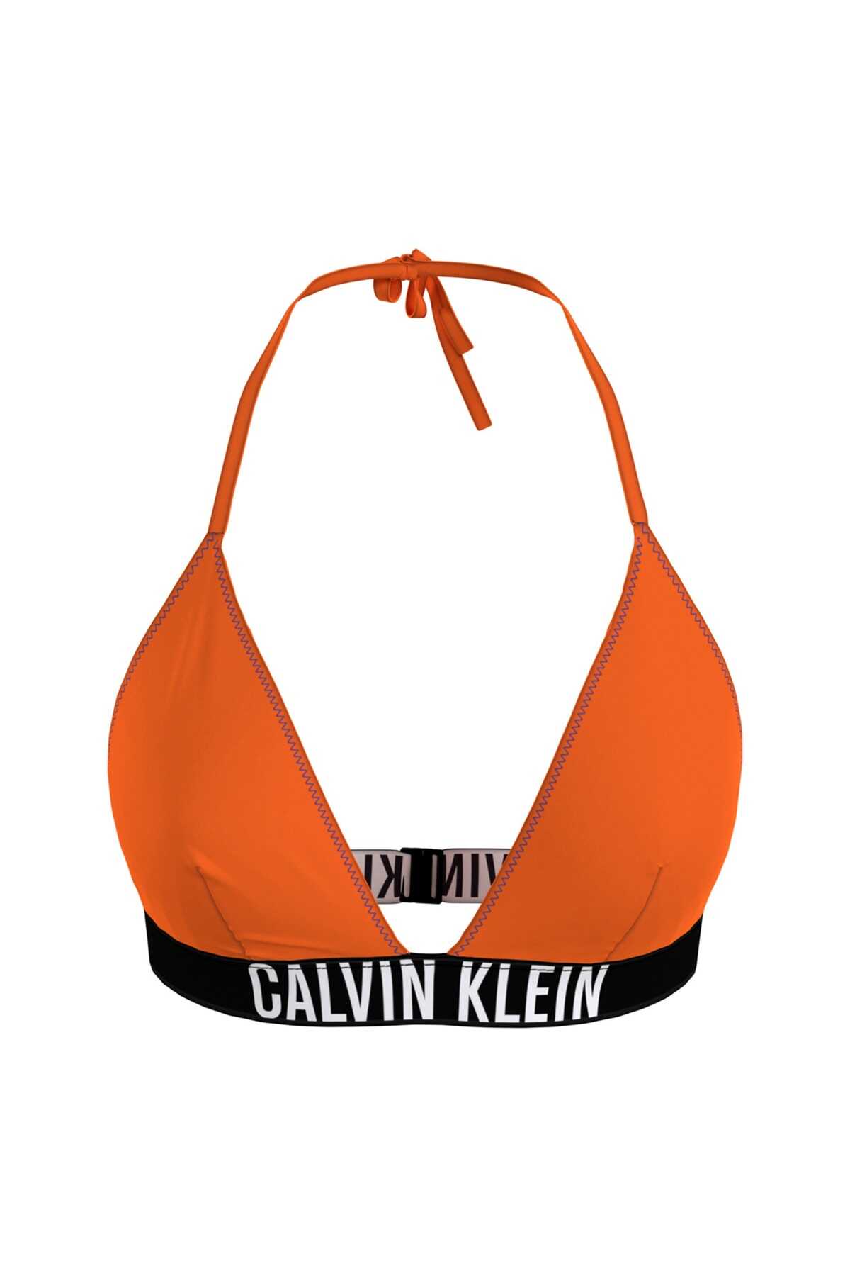 تاپ بیکینی مثلثی زنانه بند پشت گردنی نارنجی برند Calvin Klein
