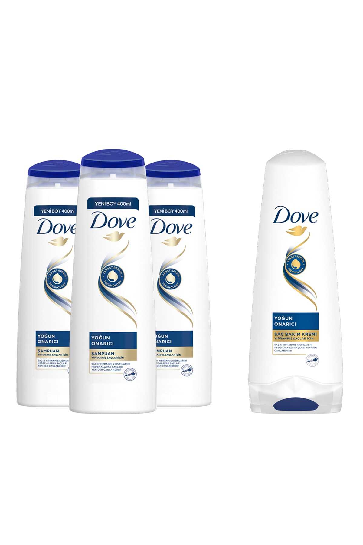 ست 3 عددی شامپو ترمیم کننده مو 400 میل همراه کرم مراقب مو 200 میل برند Dove