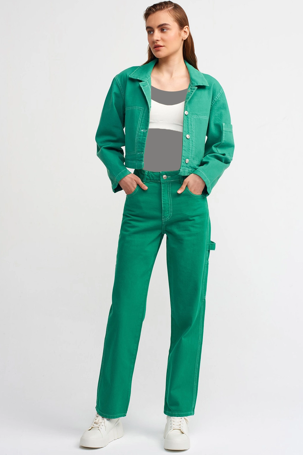 کت کتان کوتاه زنانه سبز برند Dilvin 