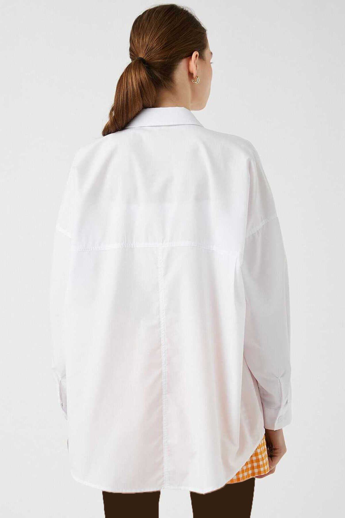 پیراهن آستین بلند یقه کلاسیک دکمه دار اور سایز زنانه سفید برند Koton 