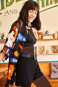 کیمونو طرح دار زنانه کوتاه مشکی برند Olalook