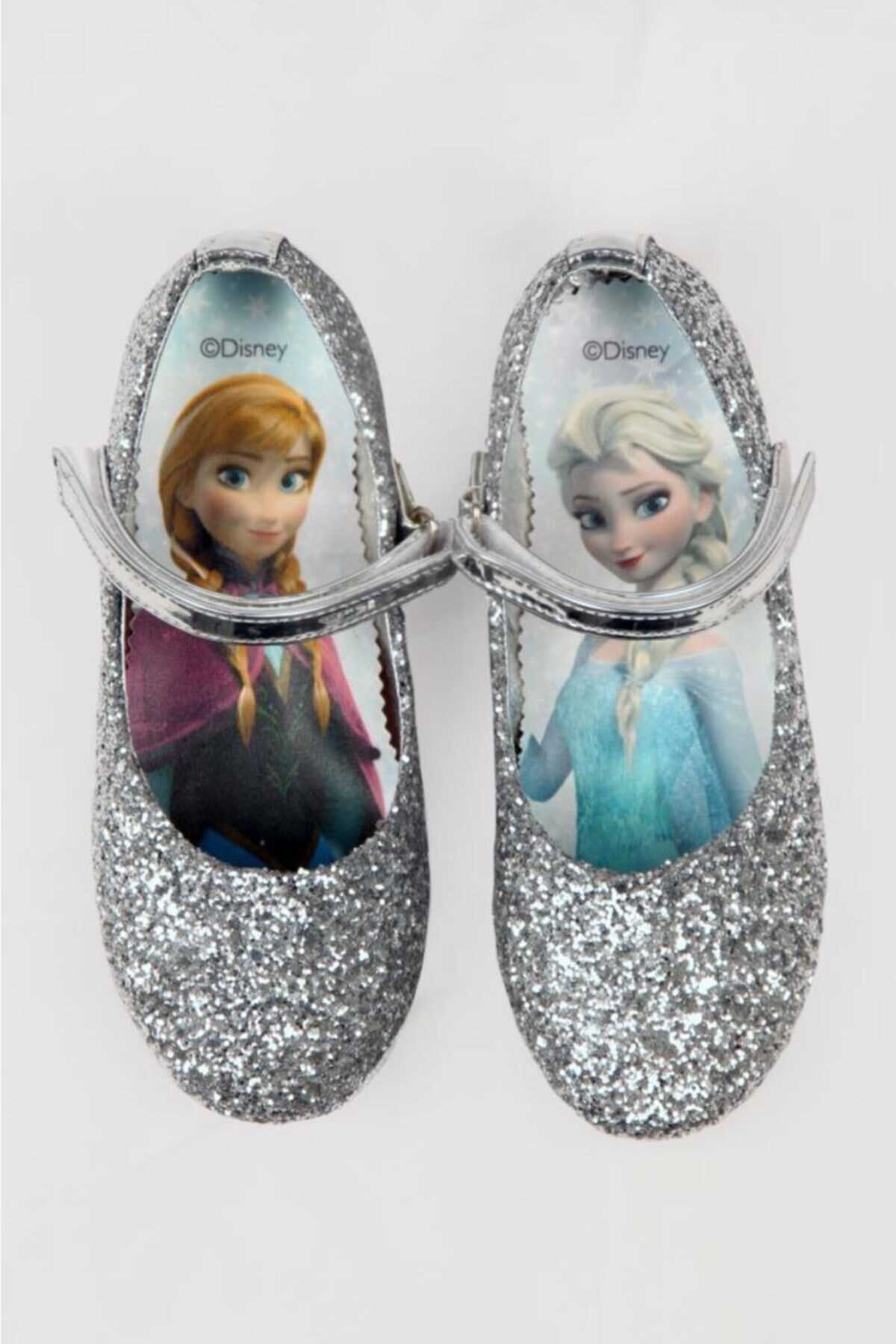 کفش تخت چسبی پولک دار بچه گانه دخترانه نقره ای برند Frozen