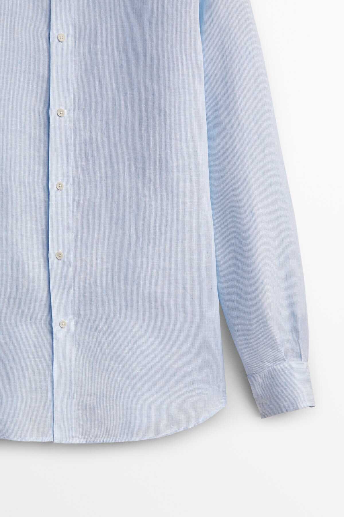 پیراهن زنانه یقه کلاسیک آبی روشن برند Massimo Dutti