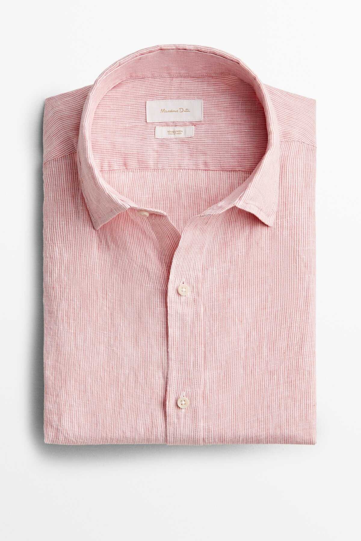 پیراهن زنانه یقه کلاسیک صورتی برند Massimo Dutti