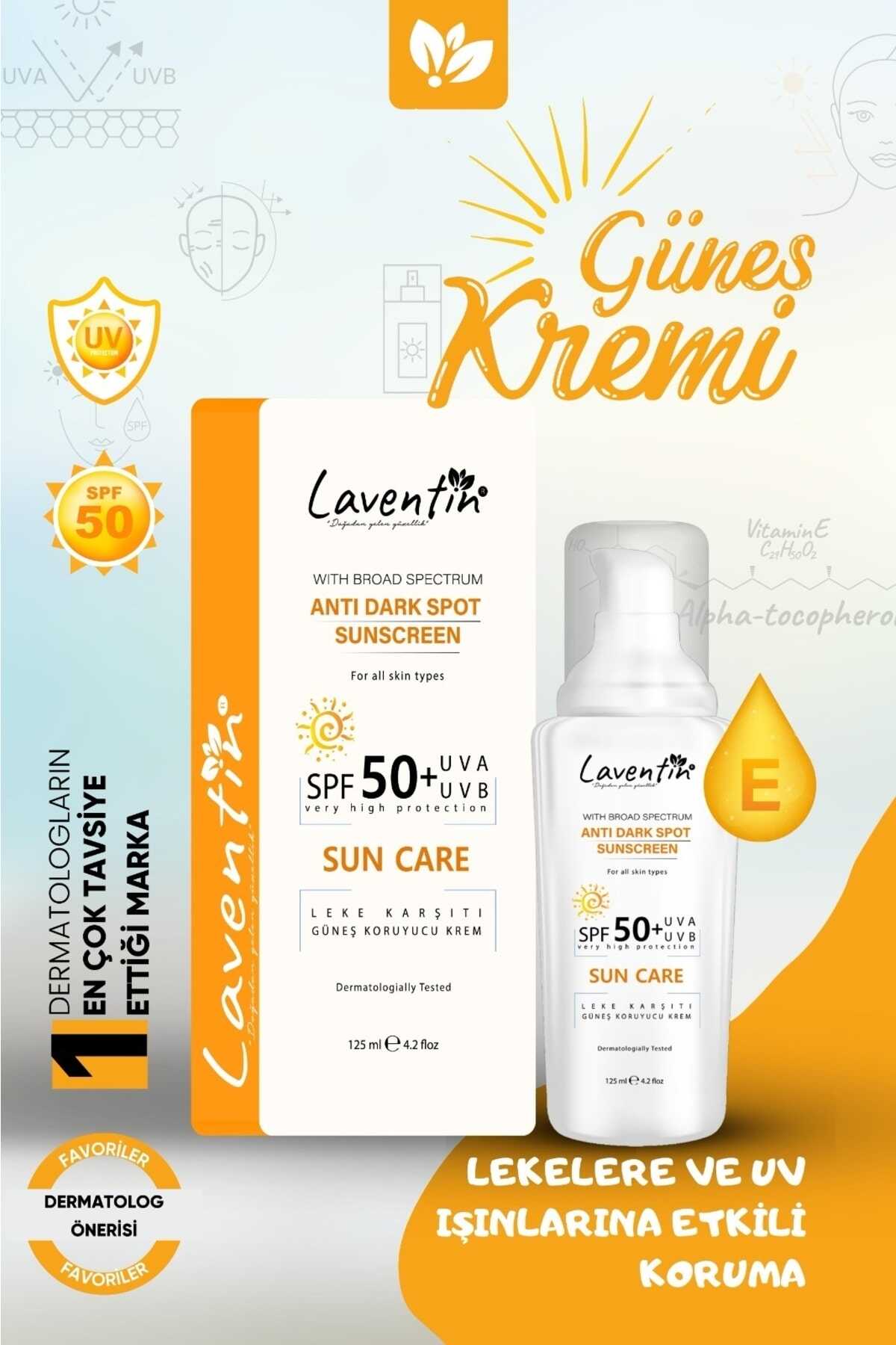 کرم ضد آفتاب صورت _ بدن 125 میل روشن کننده - ضد لک spf 50 برند Laventin 