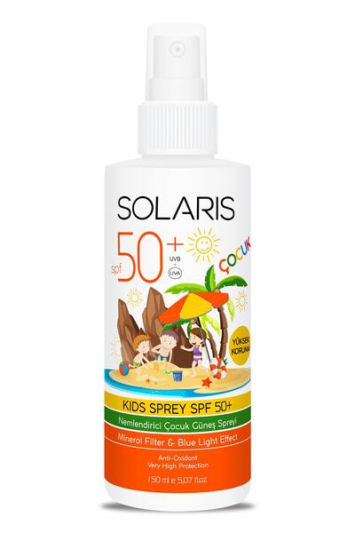 اسپری ضد آفتاب کودکان 150 میلی لیتر +Spf 50 برند SOLARIS