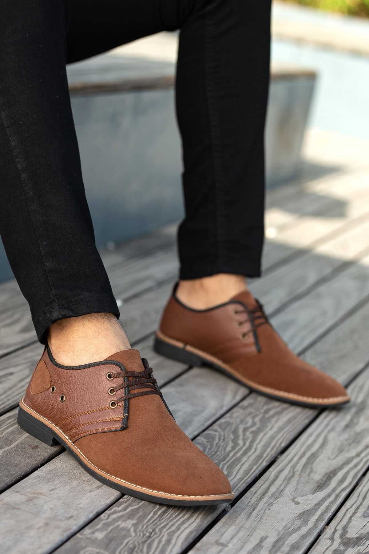 کفش آکسفورد جیر مردانه قهوه ای روشن برند Freemax 