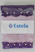 روسری آماده کودک گیپور مروارید دار یاسی بنفش برند Estela 