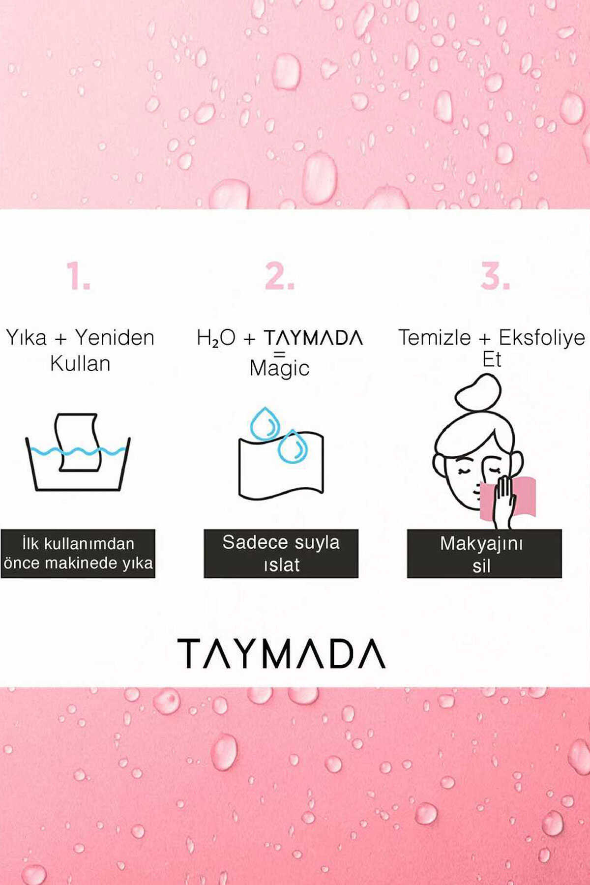 دستمال قابل شستشو پاک کننده آرایش سرمه ای برند TAYMADA 