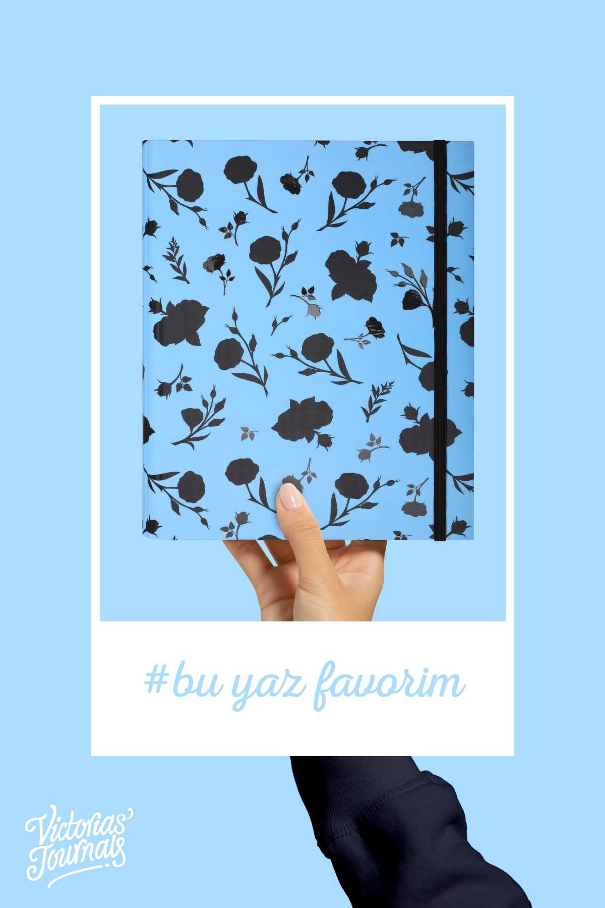 دفترچه یادداشت 16,5x22,5 سانتی طرح گل آبی روشن برند Victoria's Journals