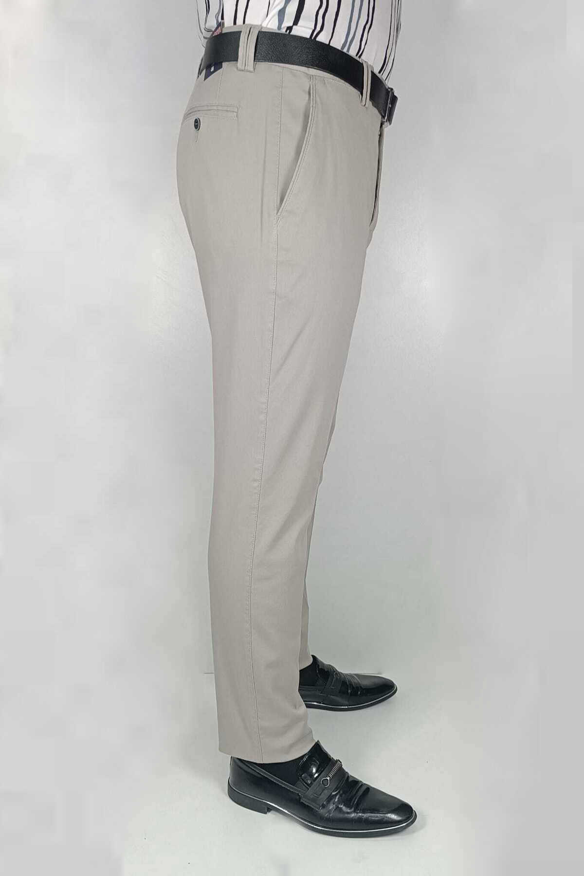 شلوار پارچه ای راسته سایز بزرگ مردانه خاکستری روشن برند Bomonti 