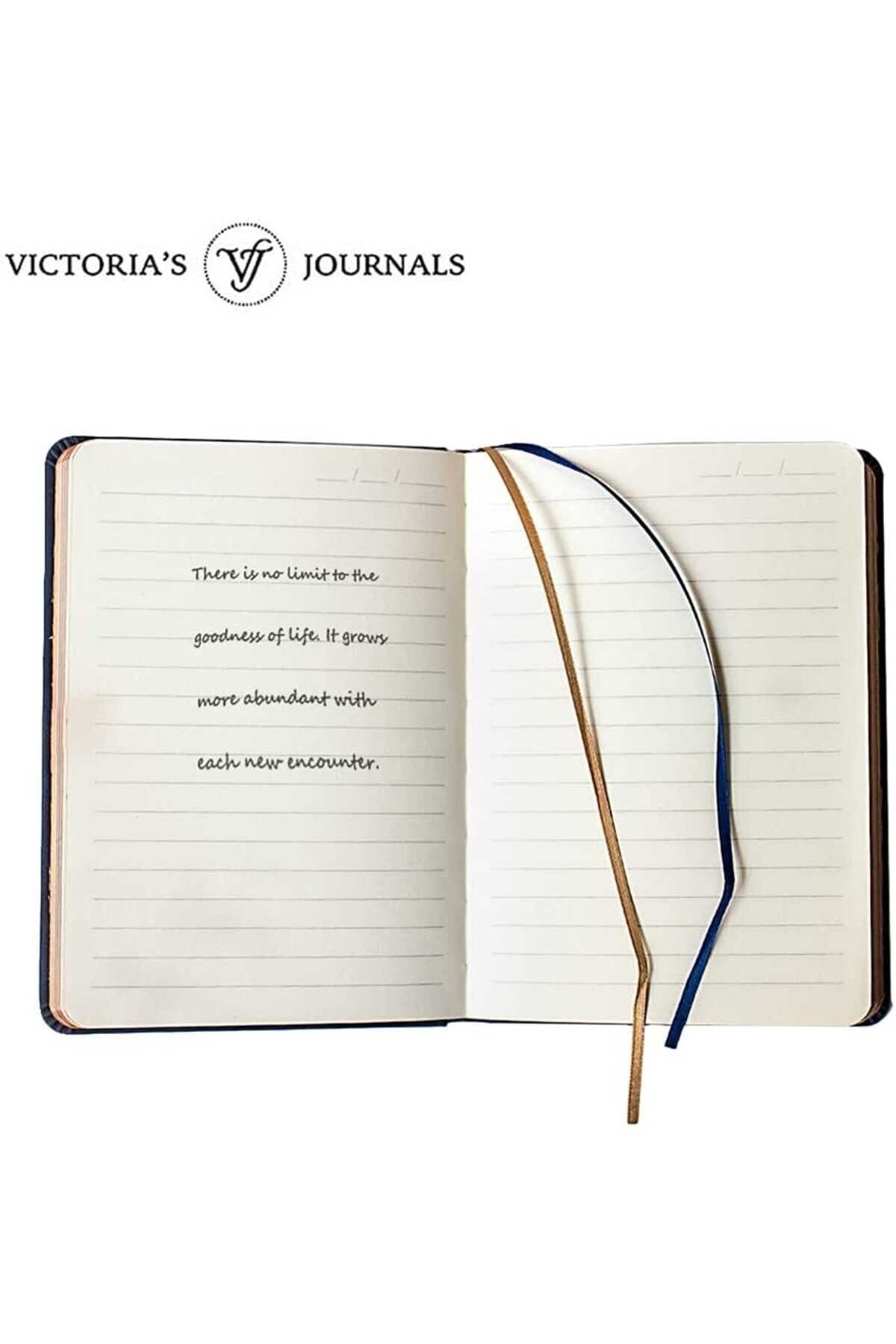 دفتر خاطرات طرح دار سرمه ای برند Victoria's Journals 