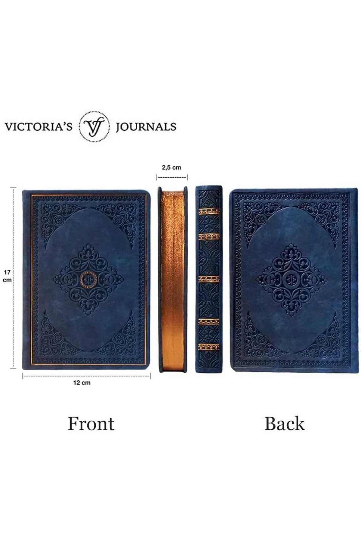 دفتر خاطرات طرح دار سرمه ای برند Victoria's Journals 