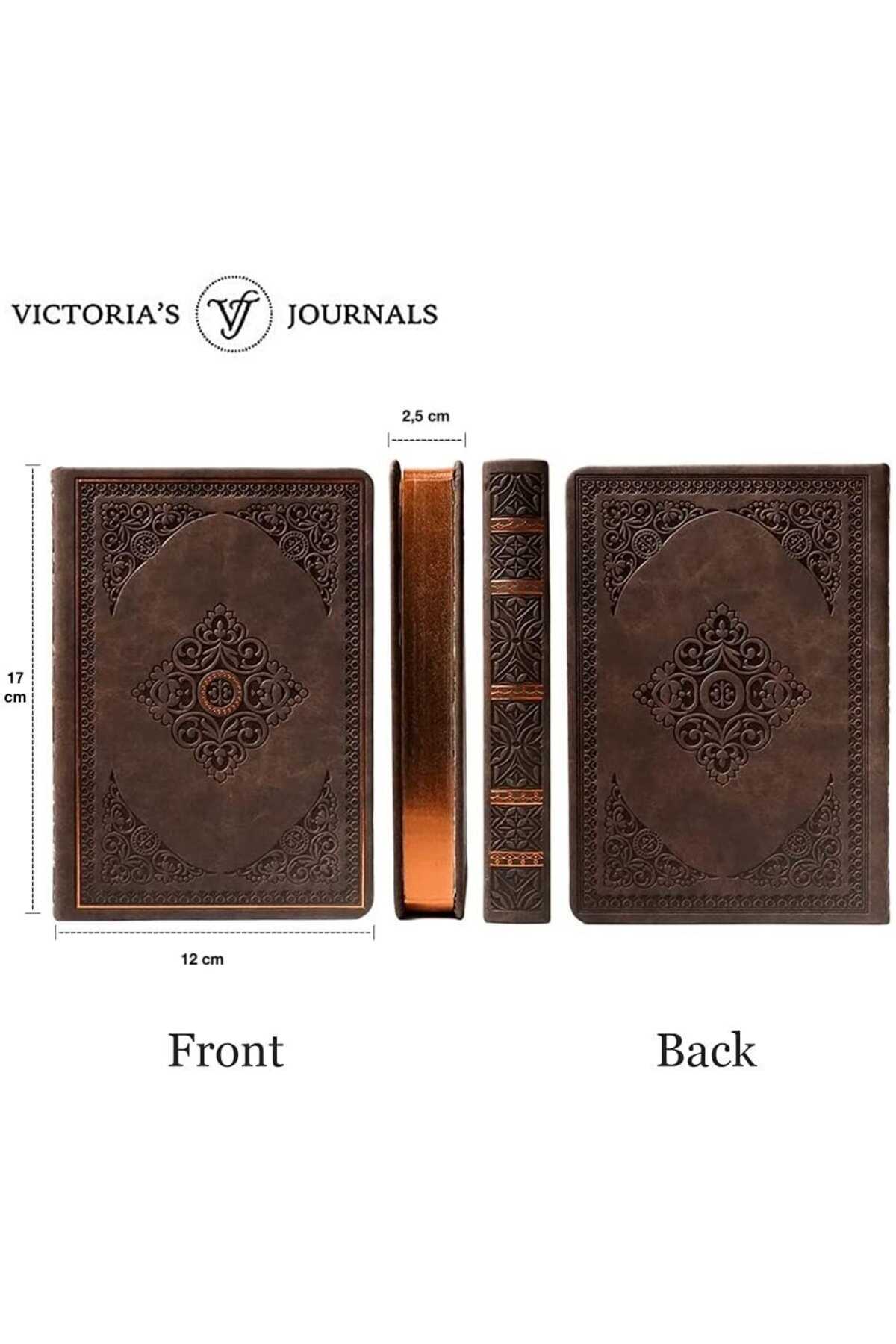دفتر خاطرات طرح دار قهوه ای برند Victoria's Journals 