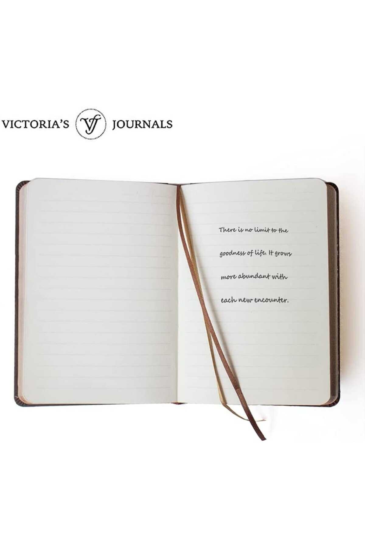 دفتر خاطرات طرح دار قهوه ای برند Victoria's Journals 
