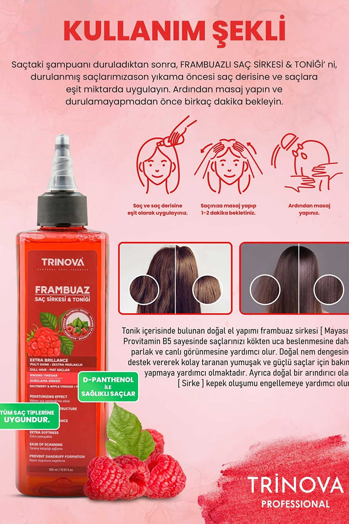 تونیک سرکه تمشک تقویت کننده مو برند Trinova