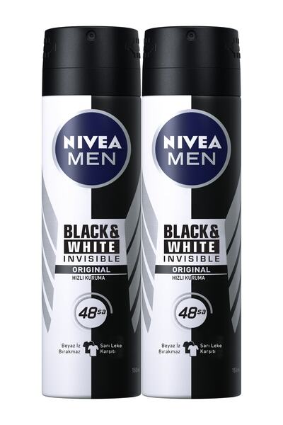  پک 2 عددی اسپری دئودورانت مردانه Black&White Invisible برند Nivea 