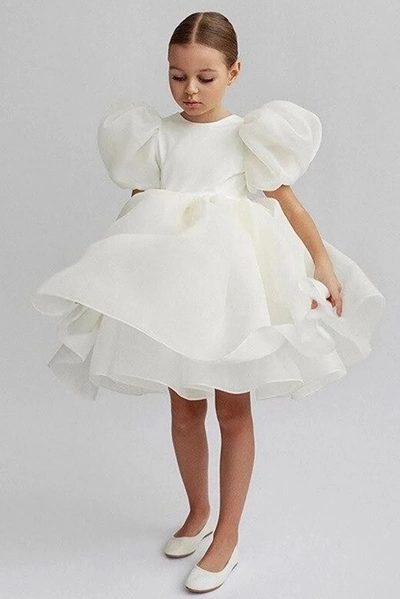 لباس مجلسی پرنسسی دخترانه سفید برند Mashotrend 