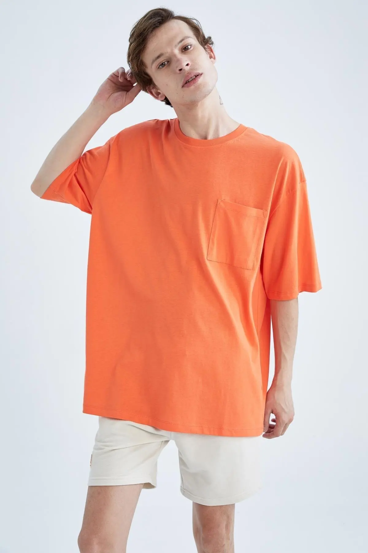 تیشرت اور سایز تک جیب مردانه نارنجی برند Defacto 